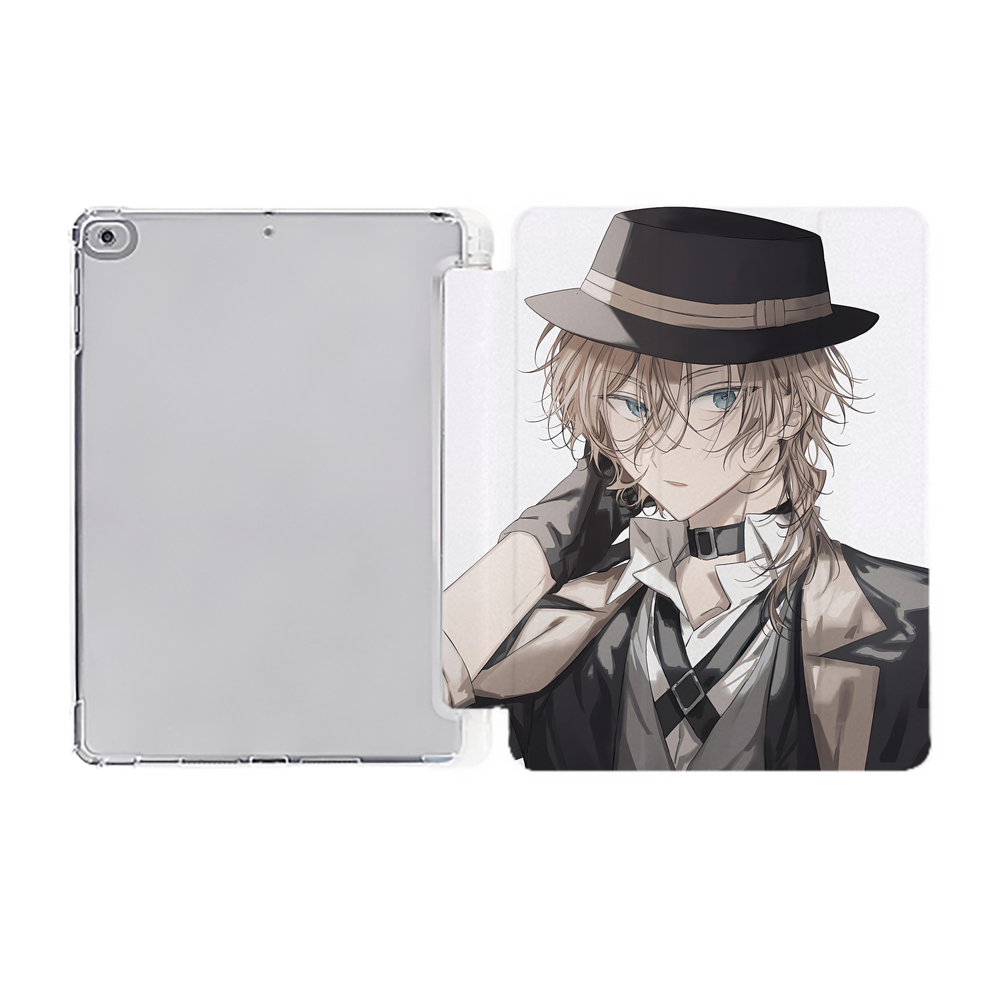 （画像用） 文豪ストレイドッグス Bungo Stray Dogs IPad ケース ペン収納付き 三つ折りスタンド PUレザー×シリコン 対応機種9.5/10.5/10.9インチ